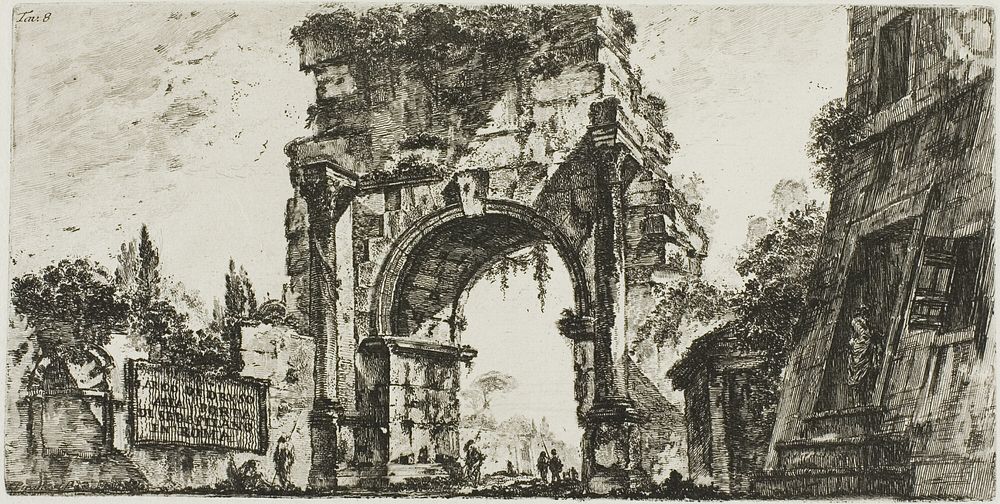 Arch of Drusus at the Porta S. Sebastiano in Rome, plate 8 from Some Views of Triumphal Arches and other monuments by…