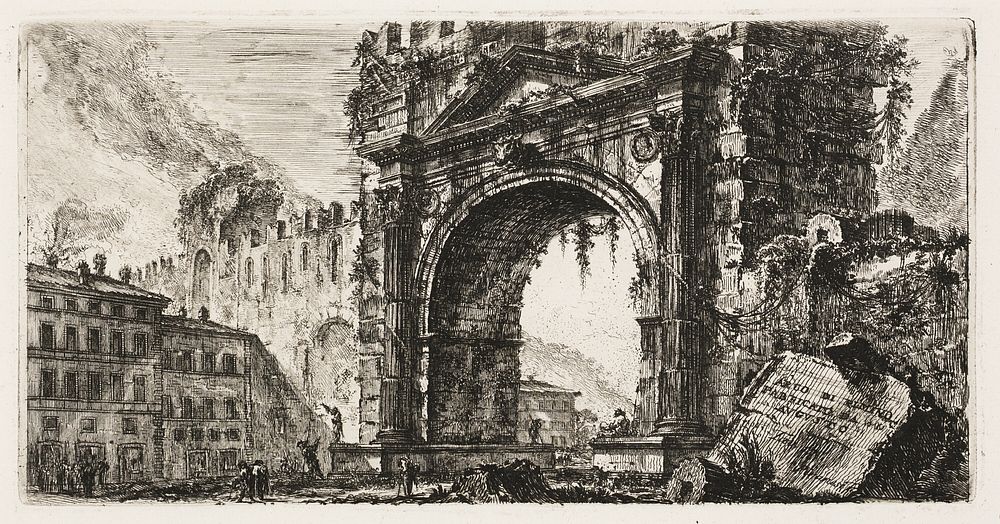 The Arch at Rimini built by Augustus, plate 17 from Some Views of Triumphal Arches and other monuments by Giovanni Battista…