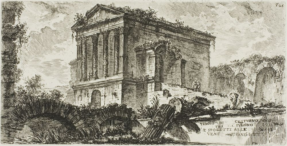 Temple of Clitumnus between Foligno and Spoleto, plate 26 from Some Views of Triumphal Arches and other monuments by…