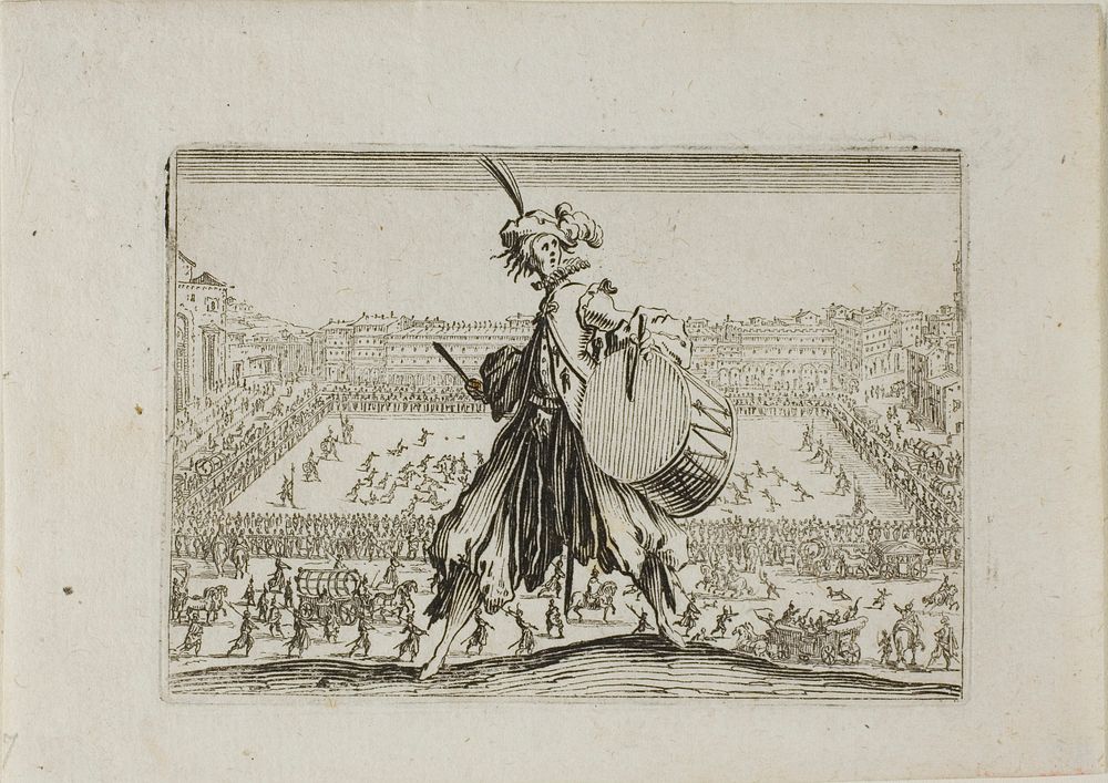 View of Piazza S. Croce with Football Game, from The Caprices by Jacques Callot