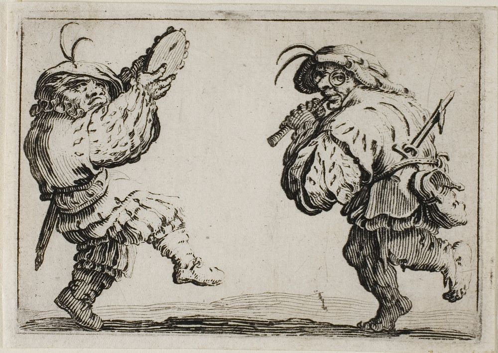 The Dancers with a Flute and a Tamborine, from The Caprices by Jacques Callot