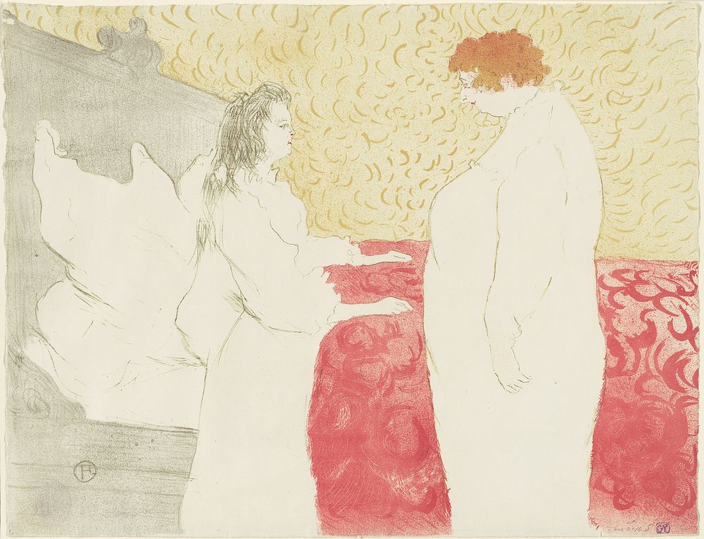 Woman in Bed, Profile, Getting Up, plate eight from Elles by Henri de Toulouse-Lautrec