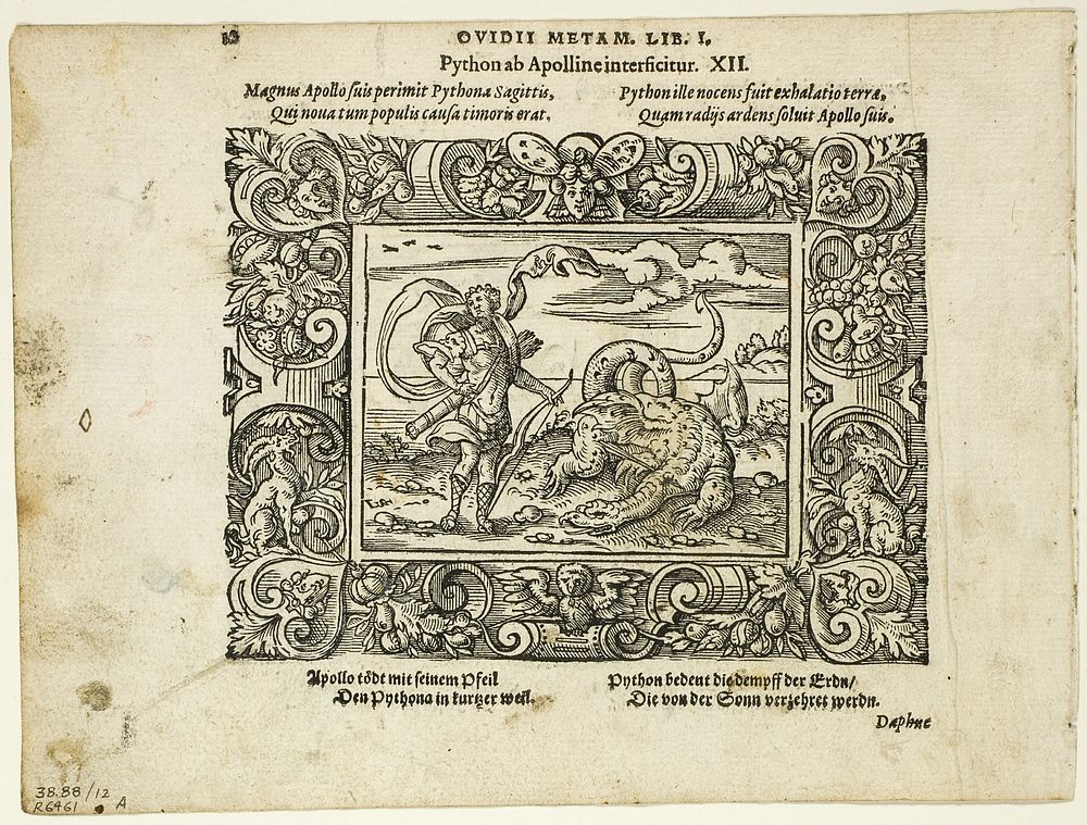 Schöne Figuren auß dem Ovidio (Ovid's Metamorphoses), plate twelve from Woodcuts from Books of the XVI Century by Virgilius…