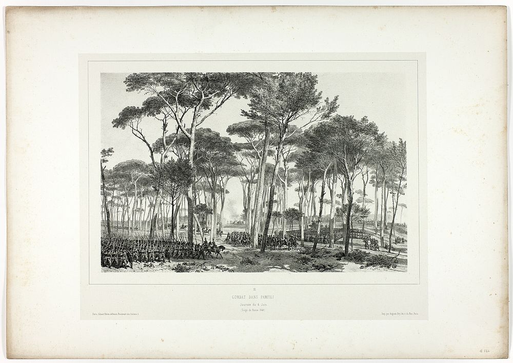 Combat in Pamfili, from Souvenirs d’Italie: Expédition de Rome by Denis Auguste Marie Raffet