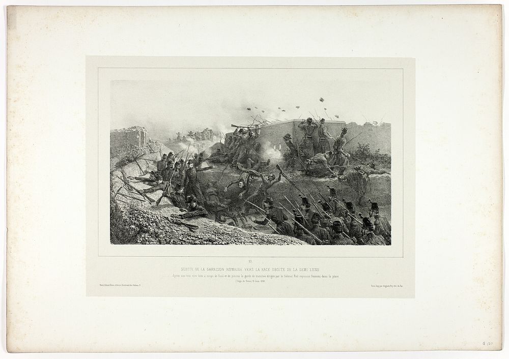 Sortie of the Roman garrison..., from Souvenirs d’Italie: Expédition de Rome by Denis Auguste Marie Raffet