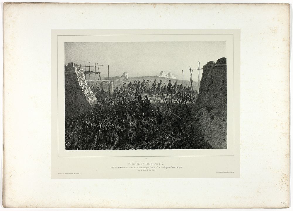 Capture of the Courtine 6-7, from Souvenirs d’Italie: Expédition de Rome by Denis Auguste Marie Raffet