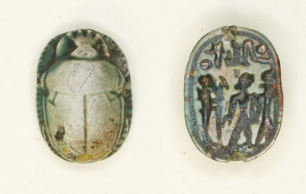 Scarab: The God Ptah with a Standing King and the Name of Usermaatra Setepenra (Ramesses II) by Ancient Egyptian