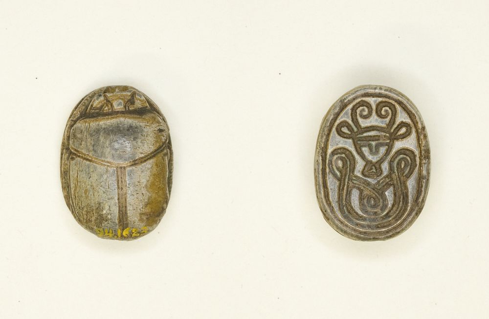 Scarab: Hathor Head with Woven Pattern by Ancient Egyptian