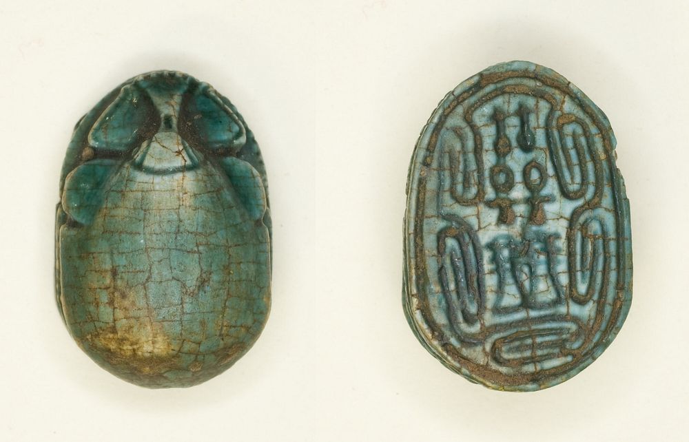 Scarab: Hieroglyphs (nfr-signs, anx-signs, Dd-signs) by Ancient Egyptian