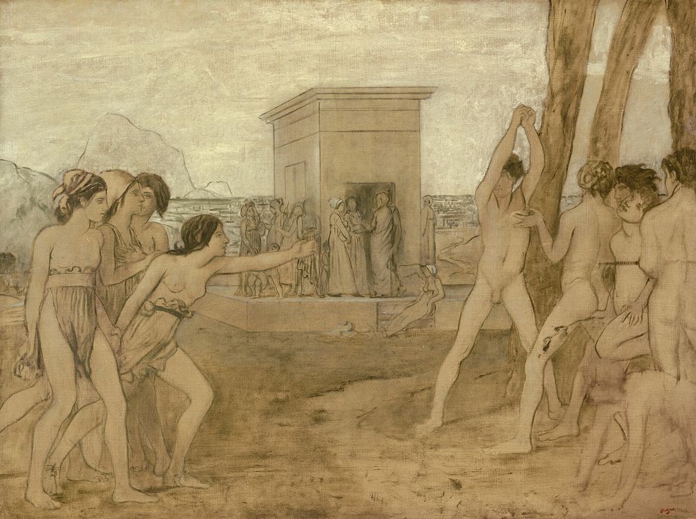 Young Spartan Girls Challenging Boys by Hilaire Germain Edgar Degas