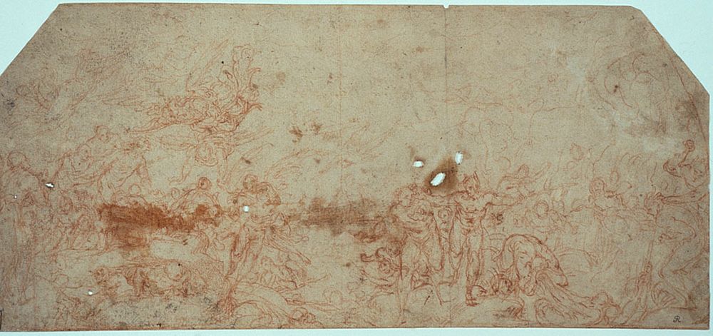 Sketch for the Last Judgment (recto); Head Study (verso)