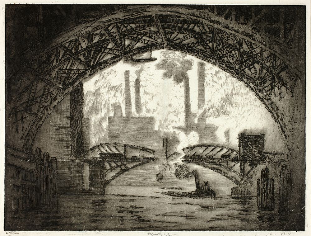 Under the Bridges, Chicago by Joseph Pennell