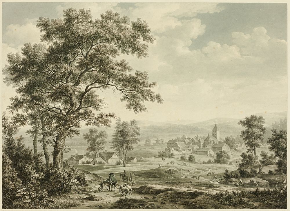 View of Village and Distant Hills by Johan van der Hagen