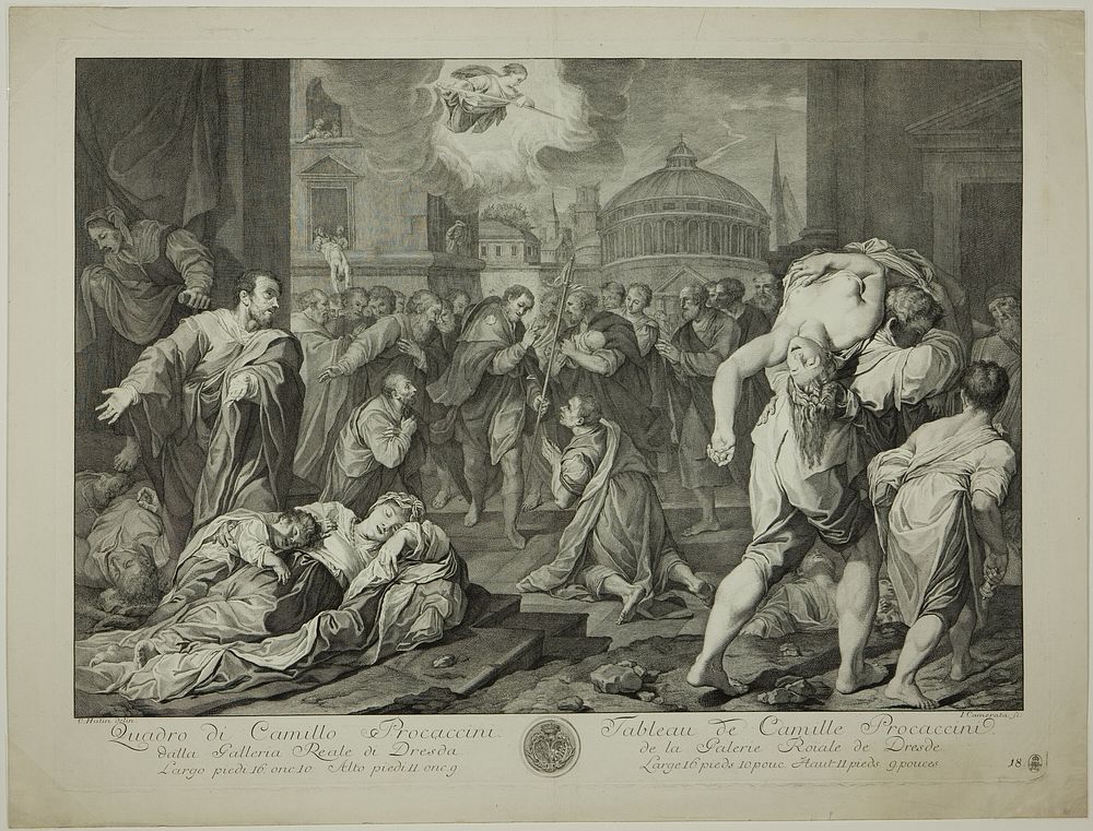 Saint Roch Healing Sufferers from the Plauge, from Recueil d'estampes d'après les plus célèbres tableaux de la Galerie…
