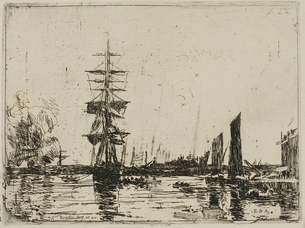 Seascape with Boats by Eugène Louis Boudin