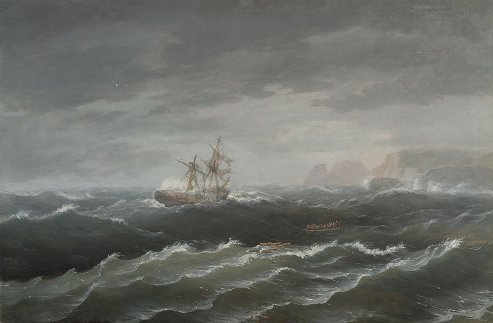 Shipwreck near a Rocky Coast by Thomas Birch