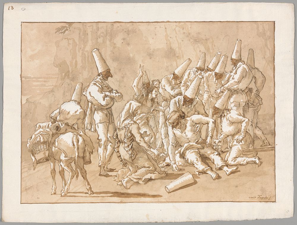 Punchinello Collapses on the Road by Giovanni Domenico Tiepolo