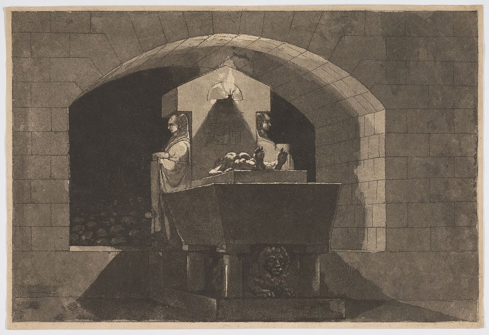 Tomb with Caryatids by Louis Jean Desprez