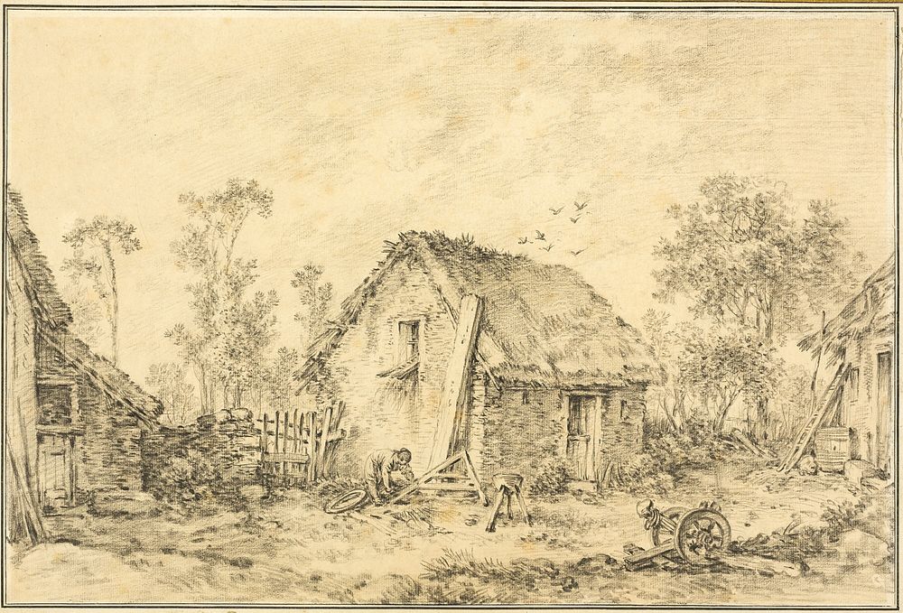 Landscape with Rustic Cottage by François Boucher