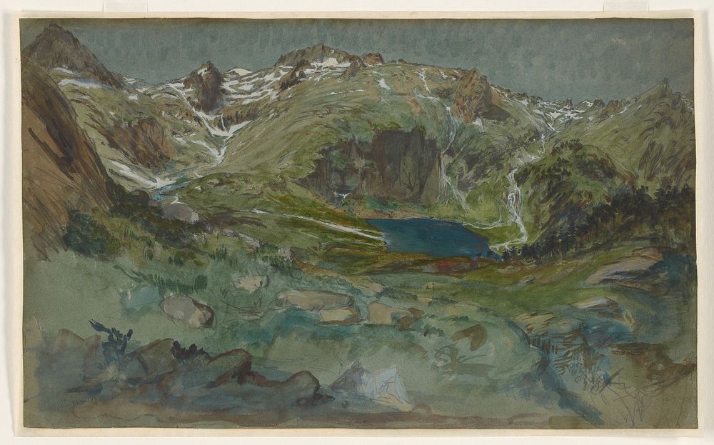 View of the Lac d’Espingo and the Cirque d’Espingo in the Pyrenees by Eugène-Emmanuel Viollet-le-Duc