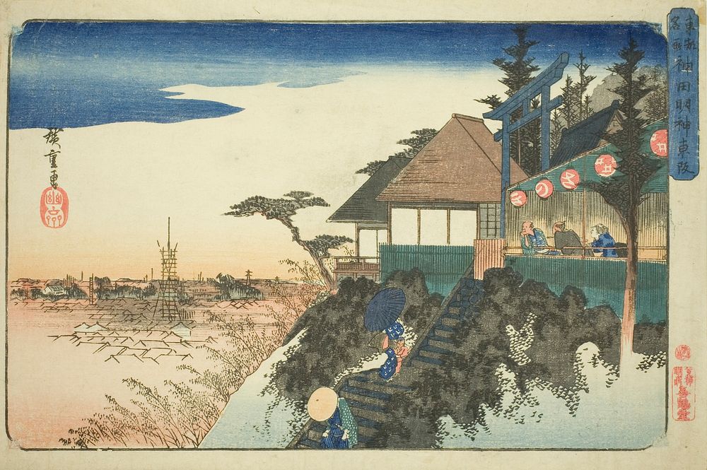 Eastern Ascent to the Kanda Myojin Shrine (Kanda Myojin higashizaka), from the series "Famous Places in the Eastern Capital…