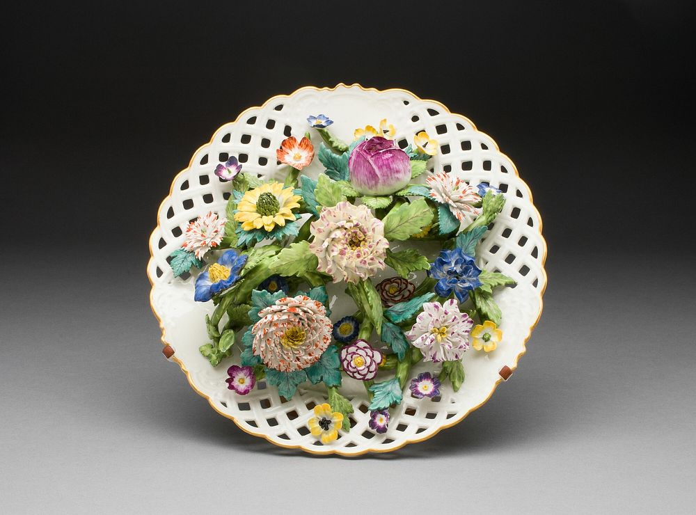Plate with Applied Flowers by Meissen Porcelain Manufactory (Manufacturer)