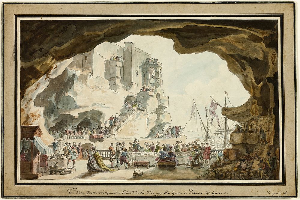 View of the Grotta di Palazzo with Banquet by Louis Jean Desprez