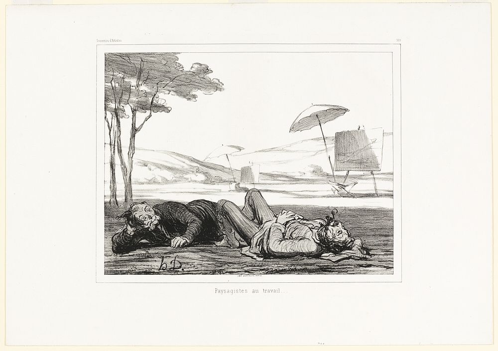 Landscape painters at work, plate 309 from Souvenirs d’artistes by Honoré-Victorin Daumier