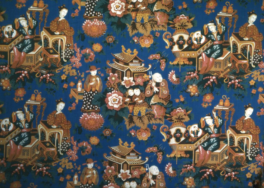 A Chinese Tea Party (Furnishing Fabric) by Daniel Lee & Co. (Printer)