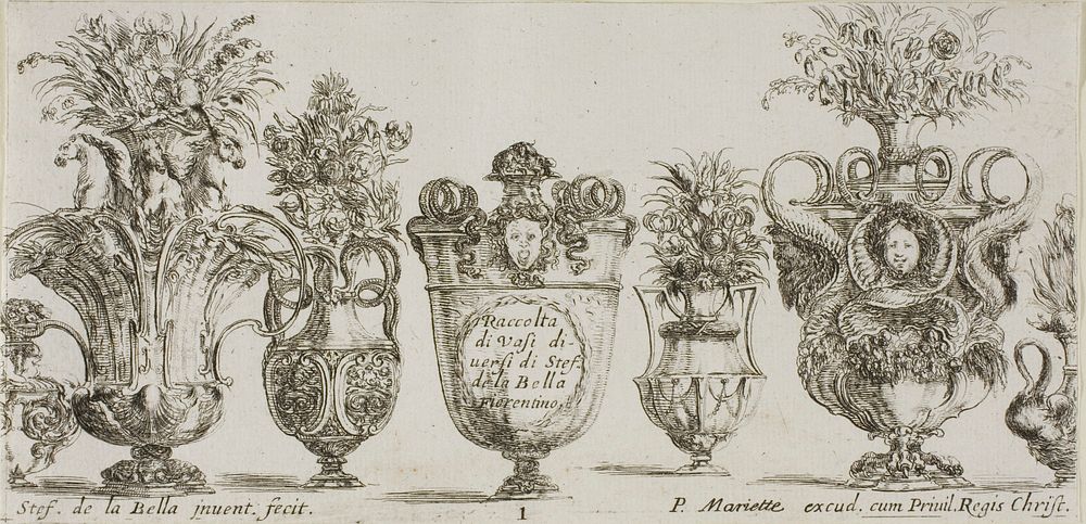Plate One from Collection of Various Vases by Stefano della Bella