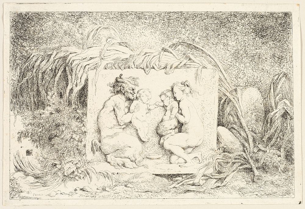 Satyr's Family from Bacchanales, or Satyr's Games by Jean Honoré Fragonard