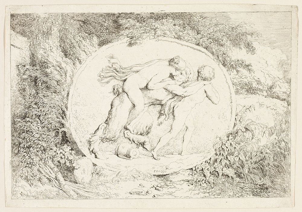 Nymph Riding on a Satyr's Back, from Bacchanales, or Satyrs' Games by Jean Honoré Fragonard
