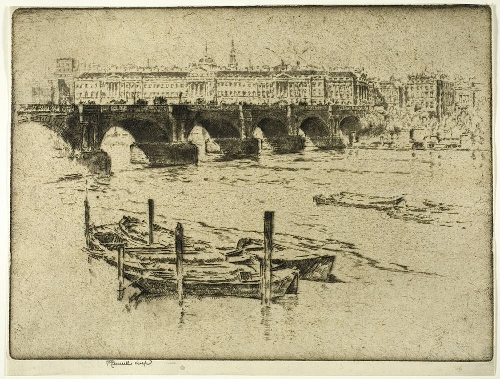 Waterloo Bridge and Somerset House by Joseph Pennell