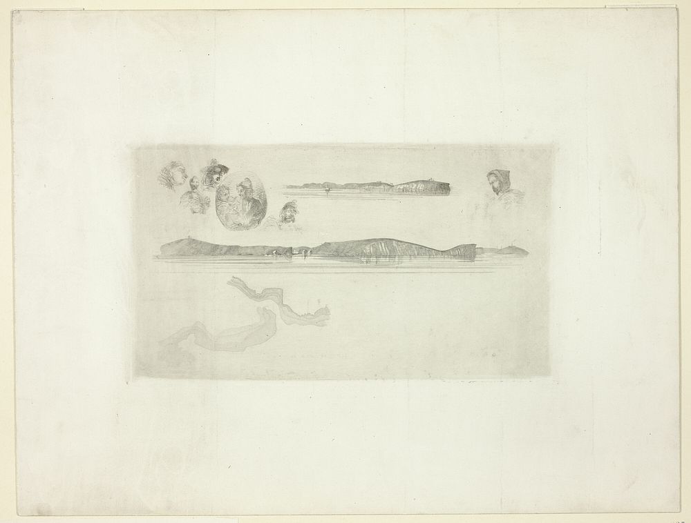 Sketches on the Coast Survey Plate by James McNeill Whistler