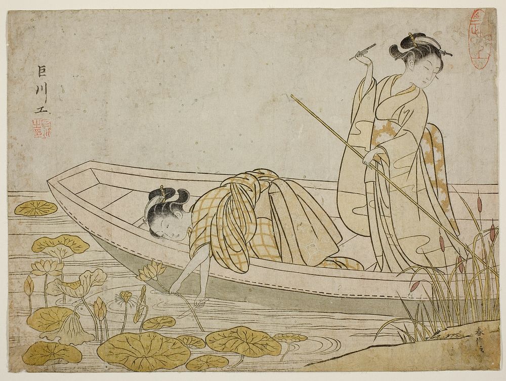 Gathering Lotus Flowers by Suzuki Harunobu