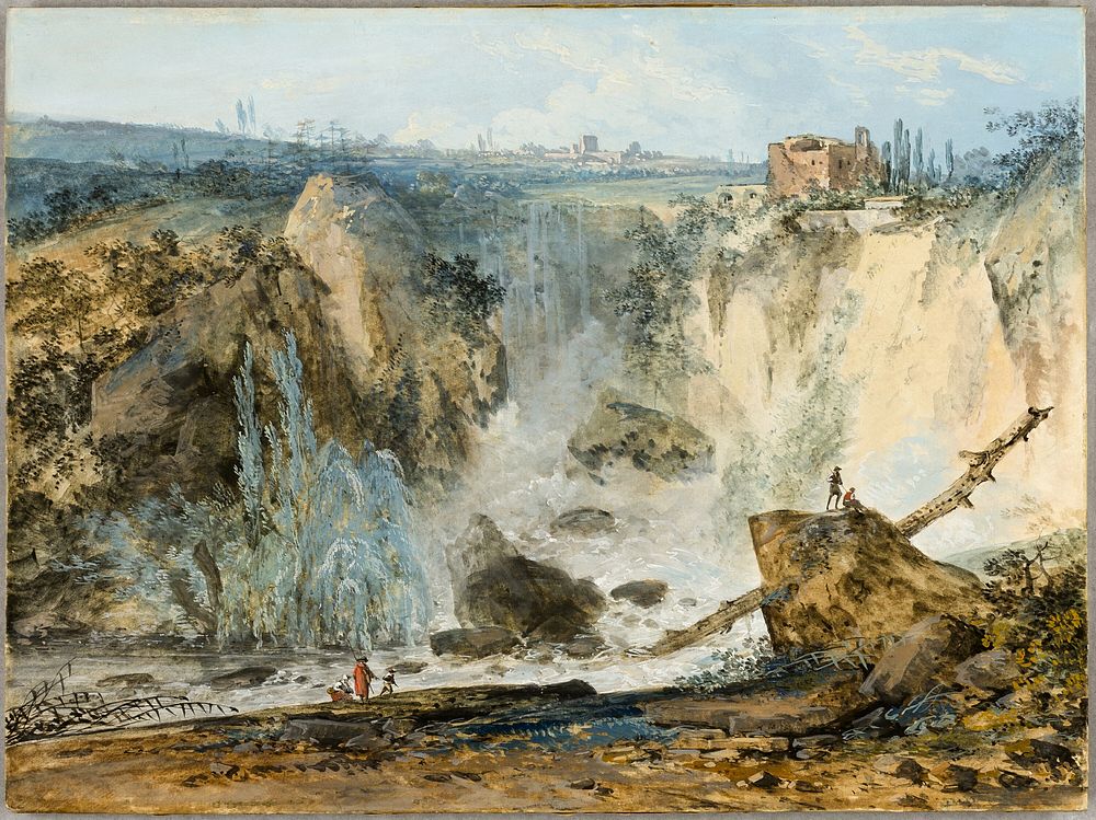 Waterfall by Louis Gabriel Moreau