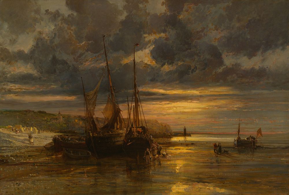 Beached Fishing Boats by Jules Achille Noël