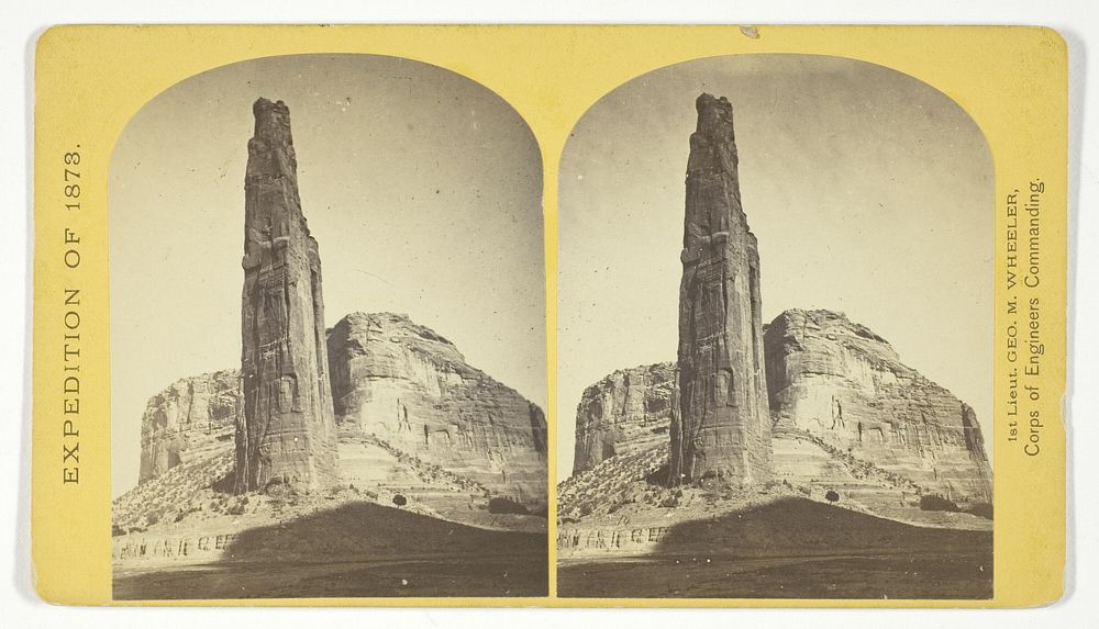 Explorers Column, Cañon de Chelle, Arizona. This shaft is the work of nature, and is about 900 feet in height; base about 70…