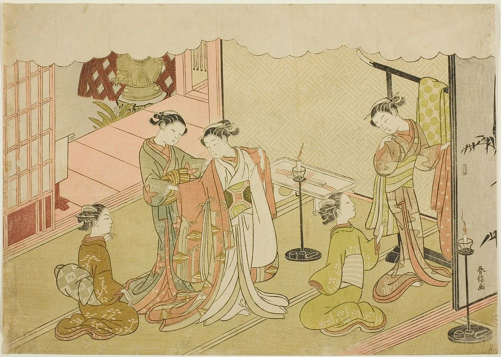 The Bride Changing Clothes (Iro-naoshi), the fifth sheet of the series "Marriage in Brocade Prints, the Carriage of the…