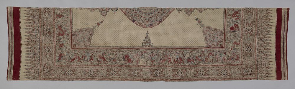 Painted cotton with medallion and figures