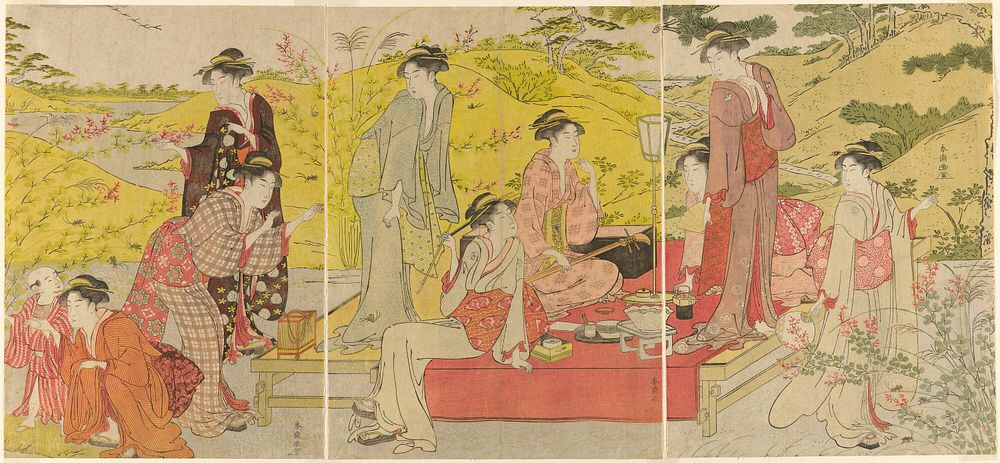 Picnic Party at Hagidera by Katsukawa Shunchô