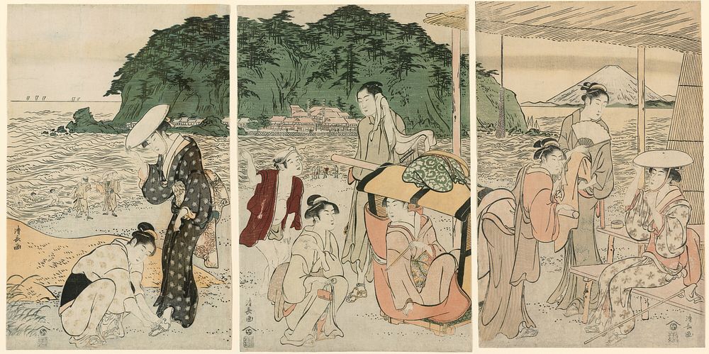 Visitors to Enoshima by Torii Kiyonaga