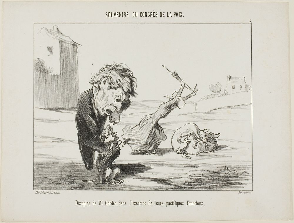 Followers of Mr. Cobden, exercising their peaceful functions, plate 5 from Souvenirs Du Congres De La Paix by Honoré…