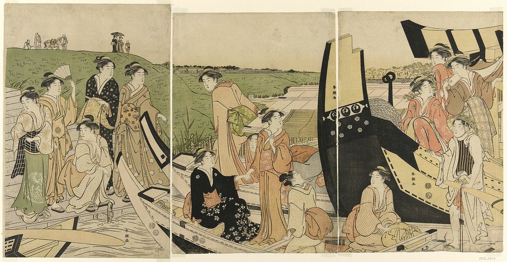 Pleasure Boats at a Landing by Katsukawa Shunchô