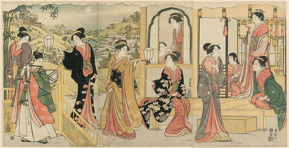 A Modern Version of Ushiwakamaru Serenading Princess Joruri by Torii Kiyonaga