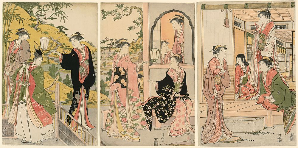 A Modern Version of Ushiwakamaru Serenading Princess Joruri by Torii Kiyonaga