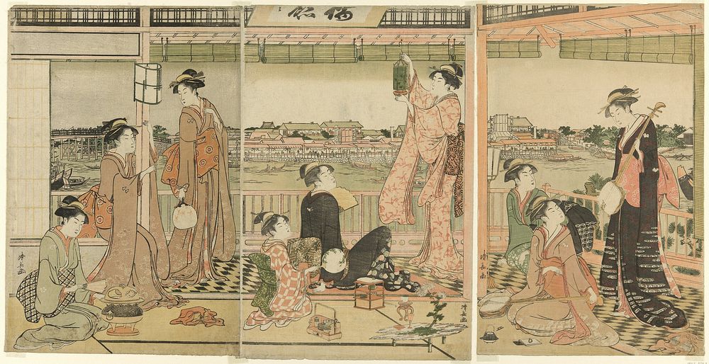A Party Viewing the Moon Across the Sumida River by Torii Kiyonaga
