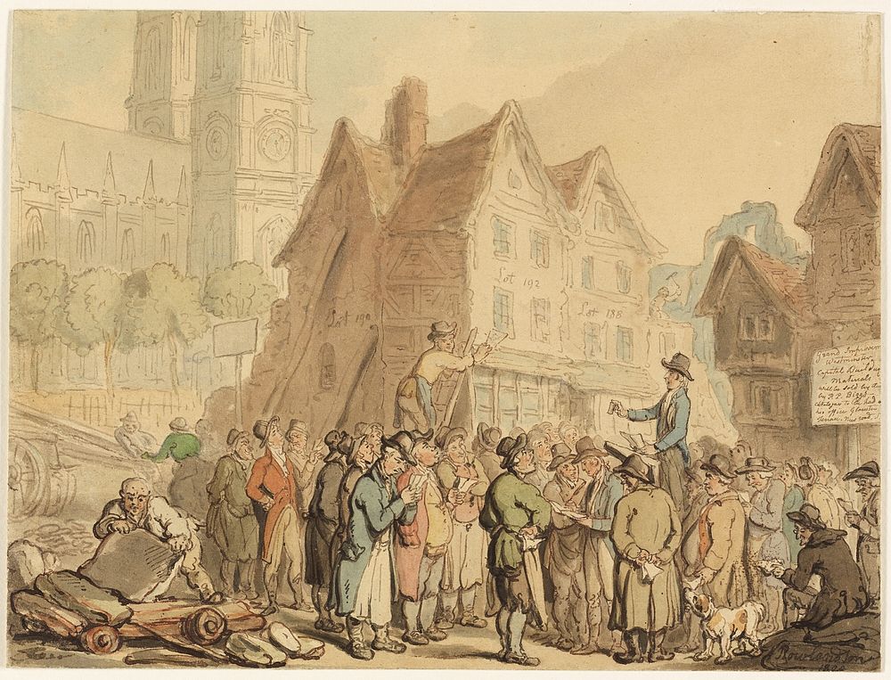 Demolition of Old Houses to the North of Westminster Abbey by Thomas Rowlandson