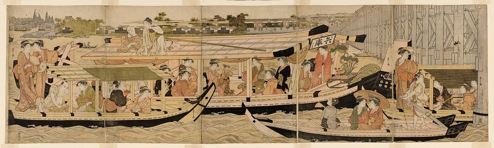 Pleasure Boats on the Sumida River by Chôbunsai Eishi