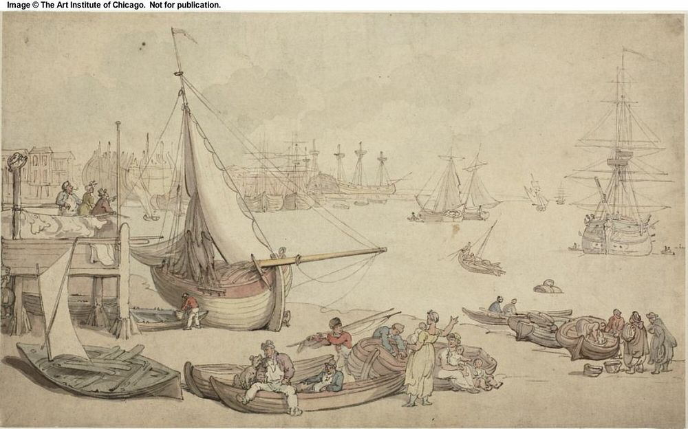 A View on the Thames by Thomas Rowlandson